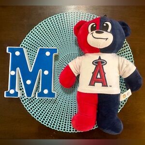 Red and Blue Anaheim Angels Plush Bear with Logo
